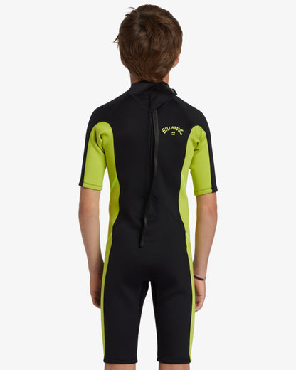 Boys 202 Foil Back Zip Ss Springsuit - Fluro Lime