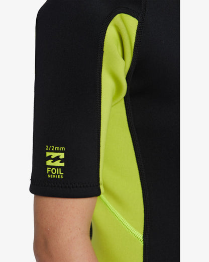 Boys 202 Foil Back Zip Ss Springsuit - Fluro Lime