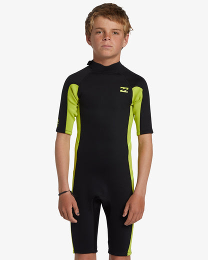 Boys 202 Foil Back Zip Ss Springsuit - Fluro Lime